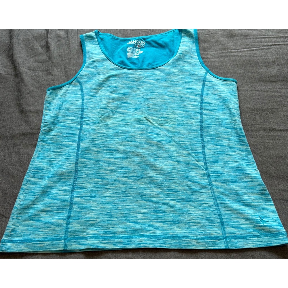 Danskin Now Womens Active Tank Top Blue Space Dye Workout Shirt XL 16-18
